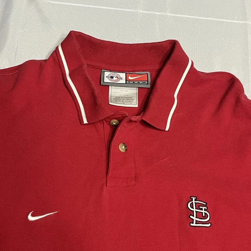 Vtg Nike Team St Louis Cardinals Polo Shirt Men's XL Fit Dry Red MLB Baseball - Picture 3 of 6